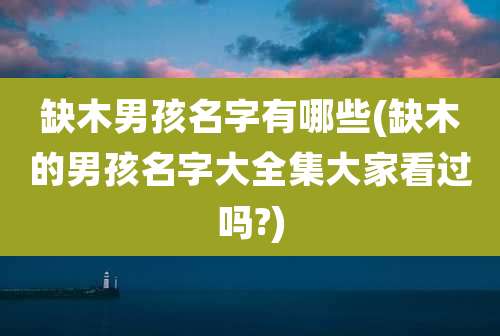 缺木男孩名字有哪些(缺木的男孩名字大全集大家看过吗?)