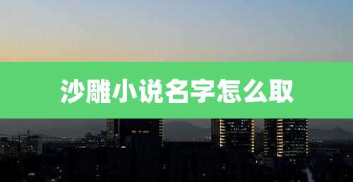 沙雕小说名字怎么取