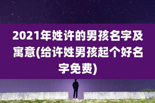 2021年姓许的男孩名字及寓意(给许姓男孩起个好名字免费)