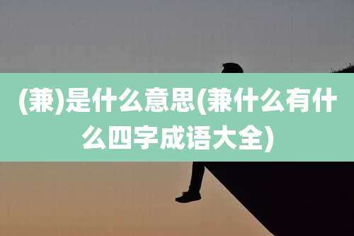 (兼)是什么意思(兼什么有什么四字成语大全)