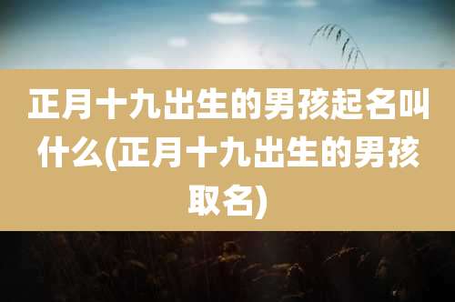 正月十九出生的男孩起名叫什么(正月十九出生的男孩取名)
