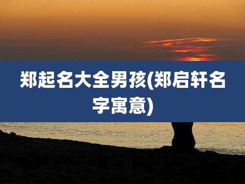 郑起名大全男孩(郑启轩名字寓意)