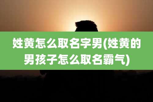 姓黄怎么取名字男(姓黄的男孩子怎么取名霸气)