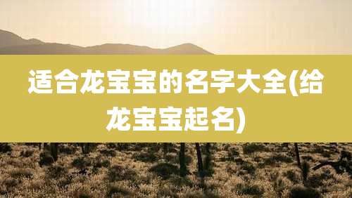 适合龙宝宝的名字大全(给龙宝宝起名)