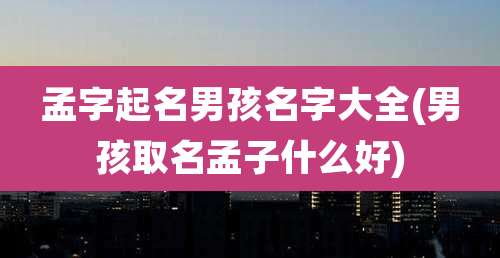 孟字起名男孩名字大全(男孩取名孟子什么好)