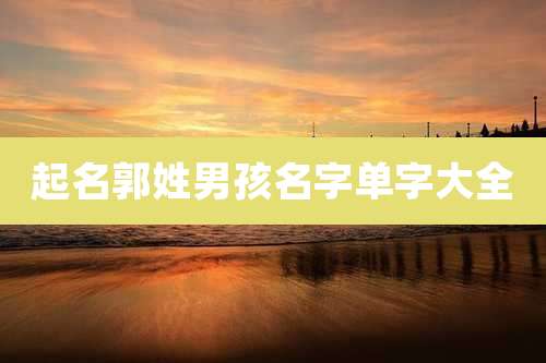 起名郭姓男孩名字单字大全