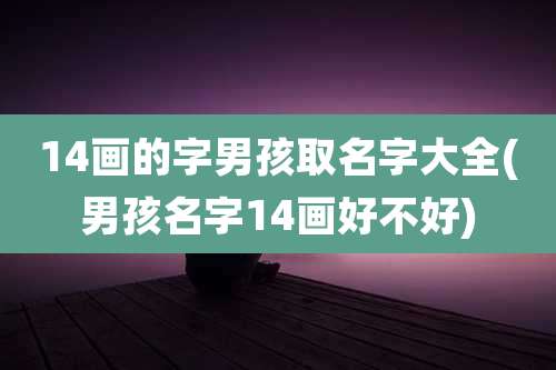 14画的字男孩取名字大全(男孩名字14画好不好)