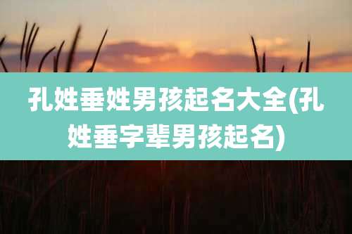 孔姓垂姓男孩起名大全(孔姓垂字辈男孩起名)