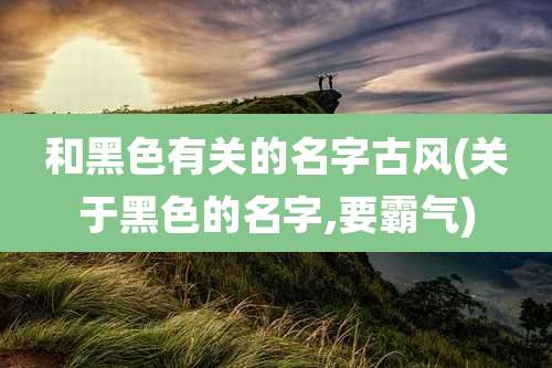 和黑色有关的名字古风(关于黑色的名字,要霸气)