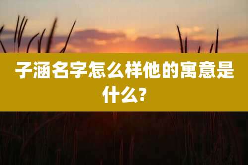 子涵名字怎么样他的寓意是什么?