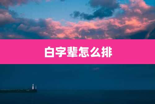 白字辈怎么排