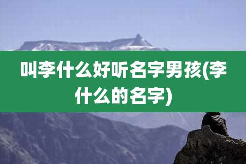 叫李什么好听名字男孩(李什么的名字)