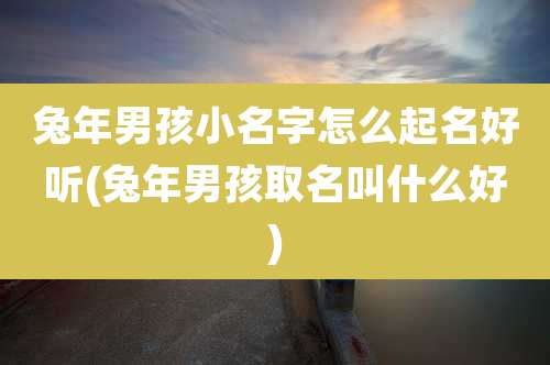 兔年男孩小名字怎么起名好听(兔年男孩取名叫什么好)