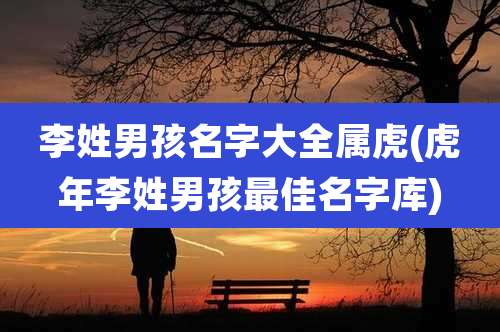 李姓男孩名字大全属虎(虎年李姓男孩最佳名字库)