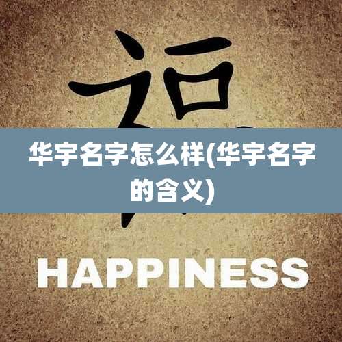 华宇名字怎么样(华宇名字的含义)