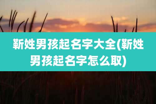 靳姓男孩起名字大全(靳姓男孩起名字怎么取)