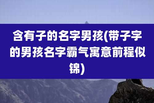 含有子的名字男孩(带子字的男孩名字霸气寓意前程似锦)