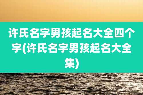 许氏名字男孩起名大全四个字(许氏名字男孩起名大全集)