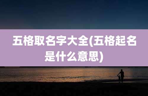 五格取名字大全(五格起名是什么意思)