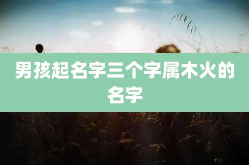 男孩起名字三个字属木火的名字