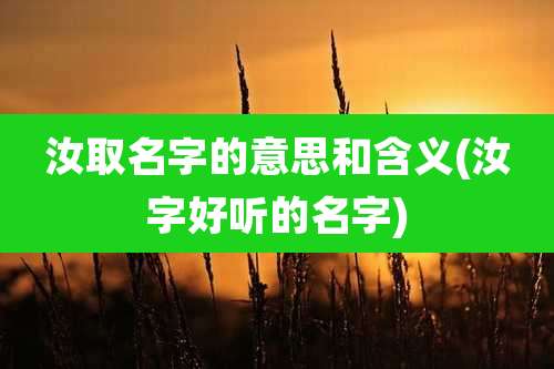 汝取名字的意思和含义(汝字好听的名字)