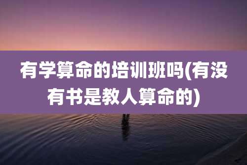 有学算命的培训班吗(有没有书是教人算命的)