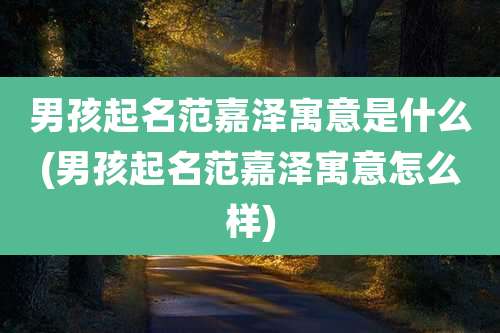 男孩起名范嘉泽寓意是什么(男孩起名范嘉泽寓意怎么样)