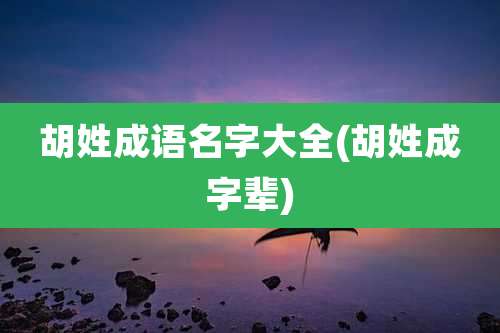 胡姓成语名字大全(胡姓成字辈)