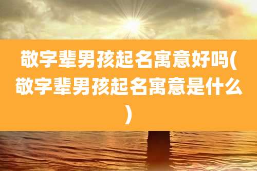 敬字辈男孩起名寓意好吗(敬字辈男孩起名寓意是什么)