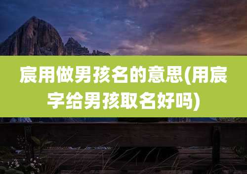 宸用做男孩名的意思(用宸字给男孩取名好吗)