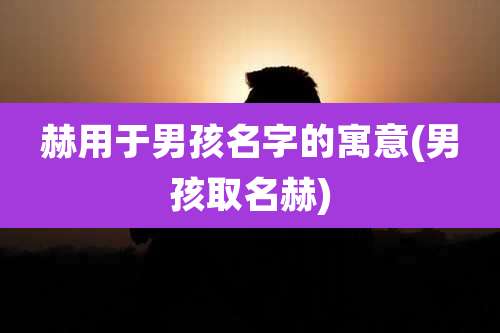 赫用于男孩名字的寓意(男孩取名赫)