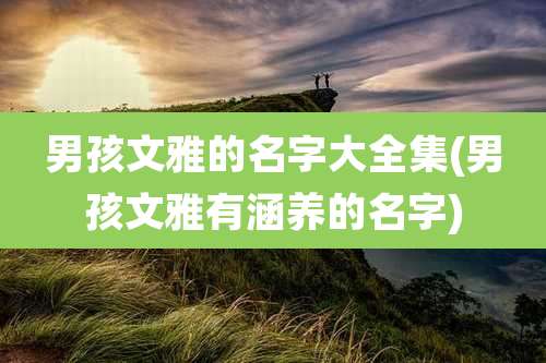 男孩文雅的名字大全集(男孩文雅有涵养的名字)