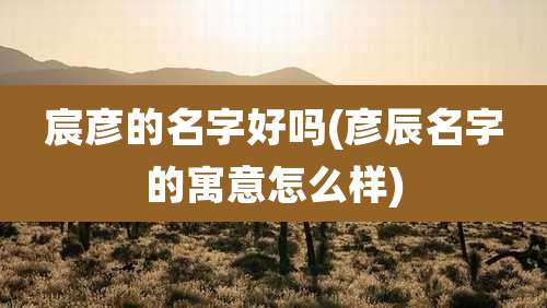 宸彦的名字好吗(彦辰名字的寓意怎么样)