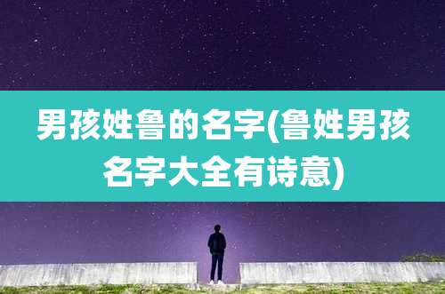 男孩姓鲁的名字(鲁姓男孩名字大全有诗意)