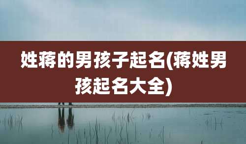 姓蒋的男孩子起名(蒋姓男孩起名大全)