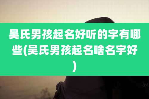 吴氏男孩起名好听的字有哪些(吴氏男孩起名啥名字好)