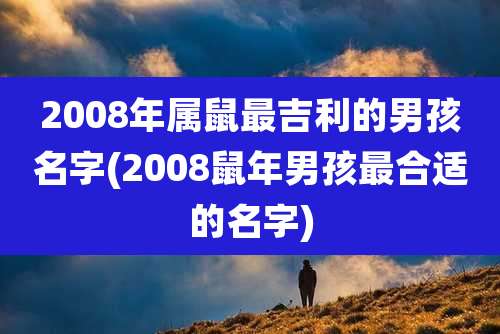 2008年属鼠最吉利的男孩名字(2008鼠年男孩最合适的名字)