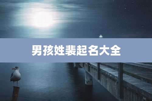 男孩姓裴起名大全