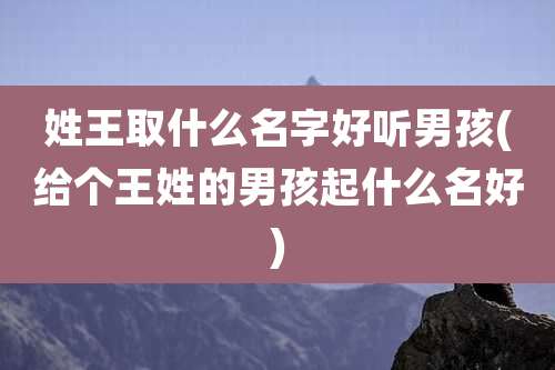 姓王取什么名字好听男孩(给个王姓的男孩起什么名好)