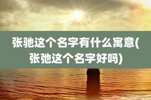 张驰这个名字有什么寓意(张弛这个名字好吗)