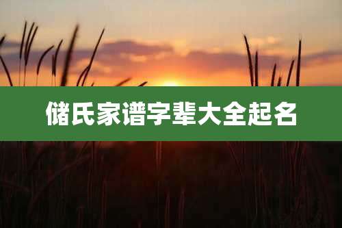 储氏家谱字辈大全起名
