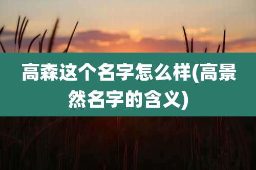 高森这个名字怎么样(高景然名字的含义)