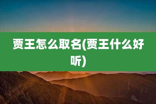 贾王怎么取名(贾王什么好听)