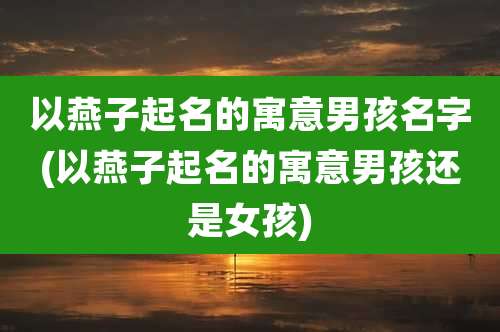 以燕子起名的寓意男孩名字(以燕子起名的寓意男孩还是女孩)