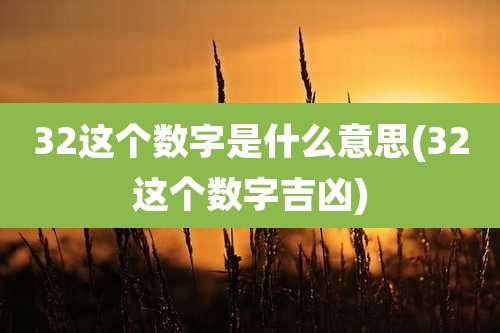 32这个数字是什么意思(32这个数字吉凶)