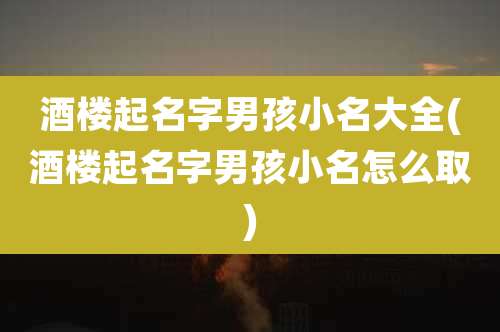 酒楼起名字男孩小名大全(酒楼起名字男孩小名怎么取)