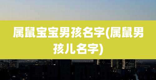 属鼠宝宝男孩名字(属鼠男孩儿名字)