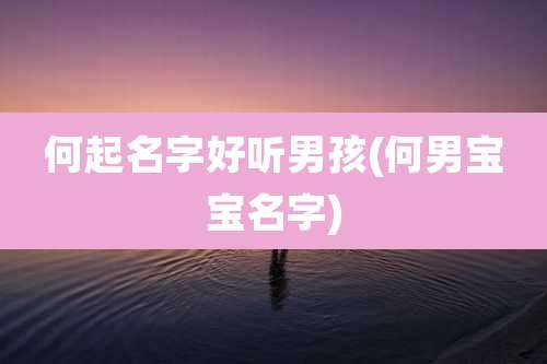 何起名字好听男孩(何男宝宝名字)