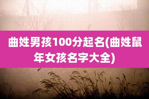 曲姓男孩100分起名(曲姓鼠年女孩名字大全)