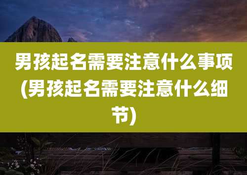 男孩起名需要注意什么事项(男孩起名需要注意什么细节)